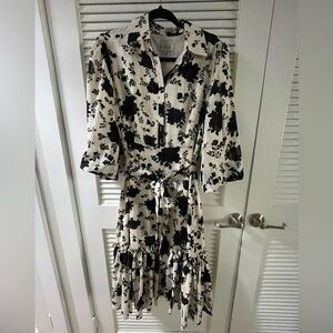 Dainty Jewells Black and Cream Floral Midi Dress